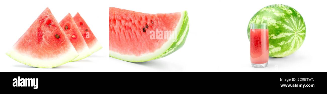 Set of Green watermelon on a isolated white background Stock Photo