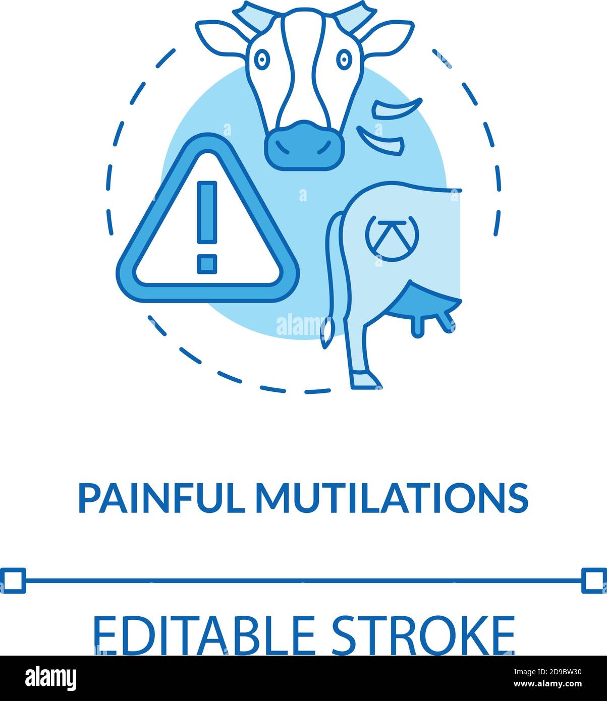 Painful mutilation turquoise concept icon Stock Vector