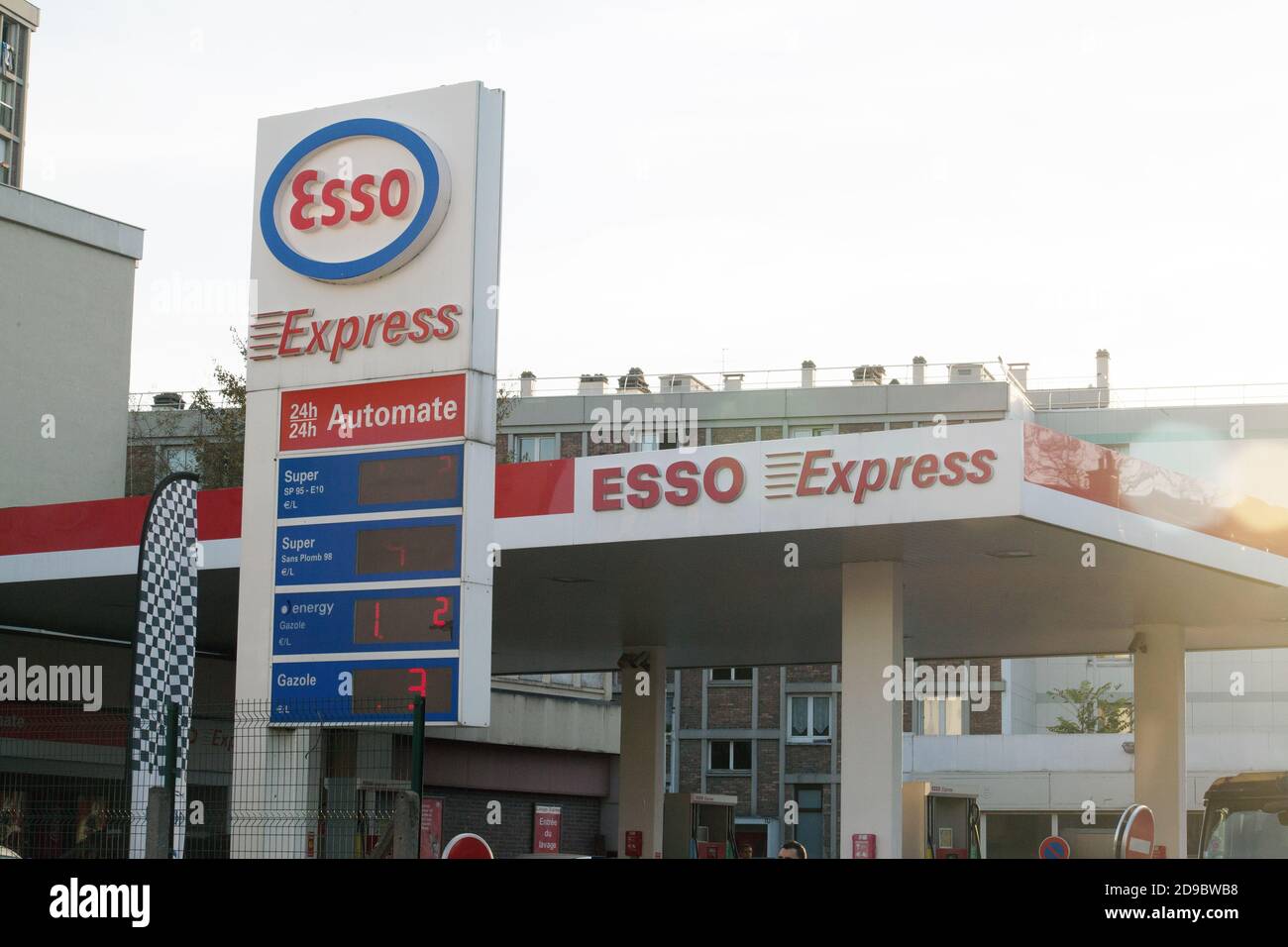 Esso petrol station in Gentilly near Paris Stock Photo - Alamy