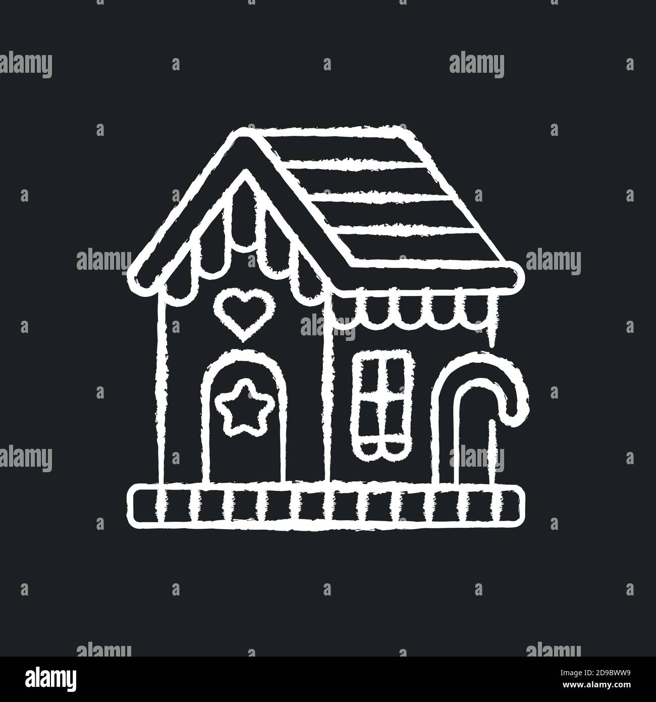 Gingerbread house chalk white icon on black background Stock Vector Image & Art Alamy