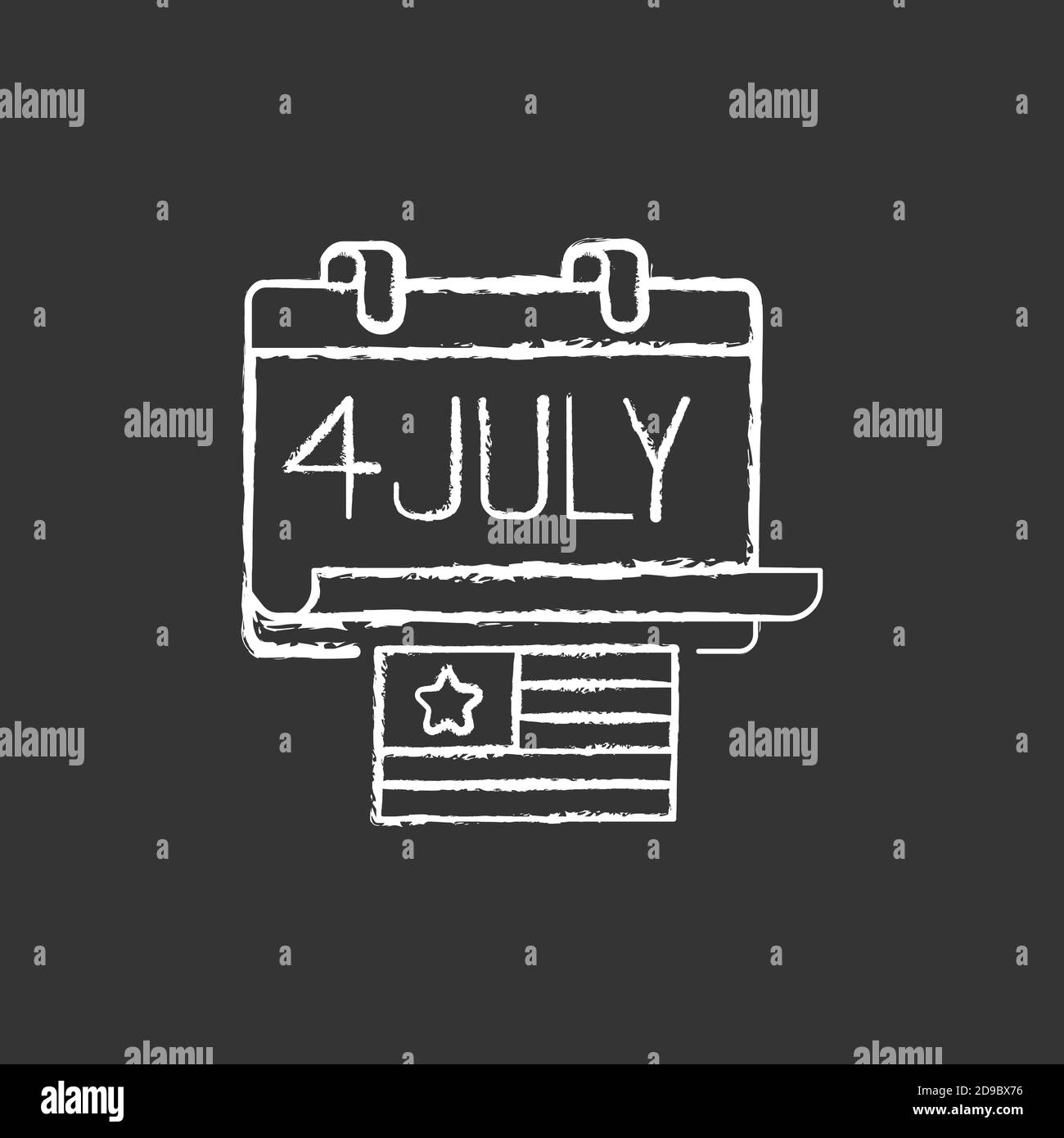 Independence day chalk white icon on black background Stock Vector