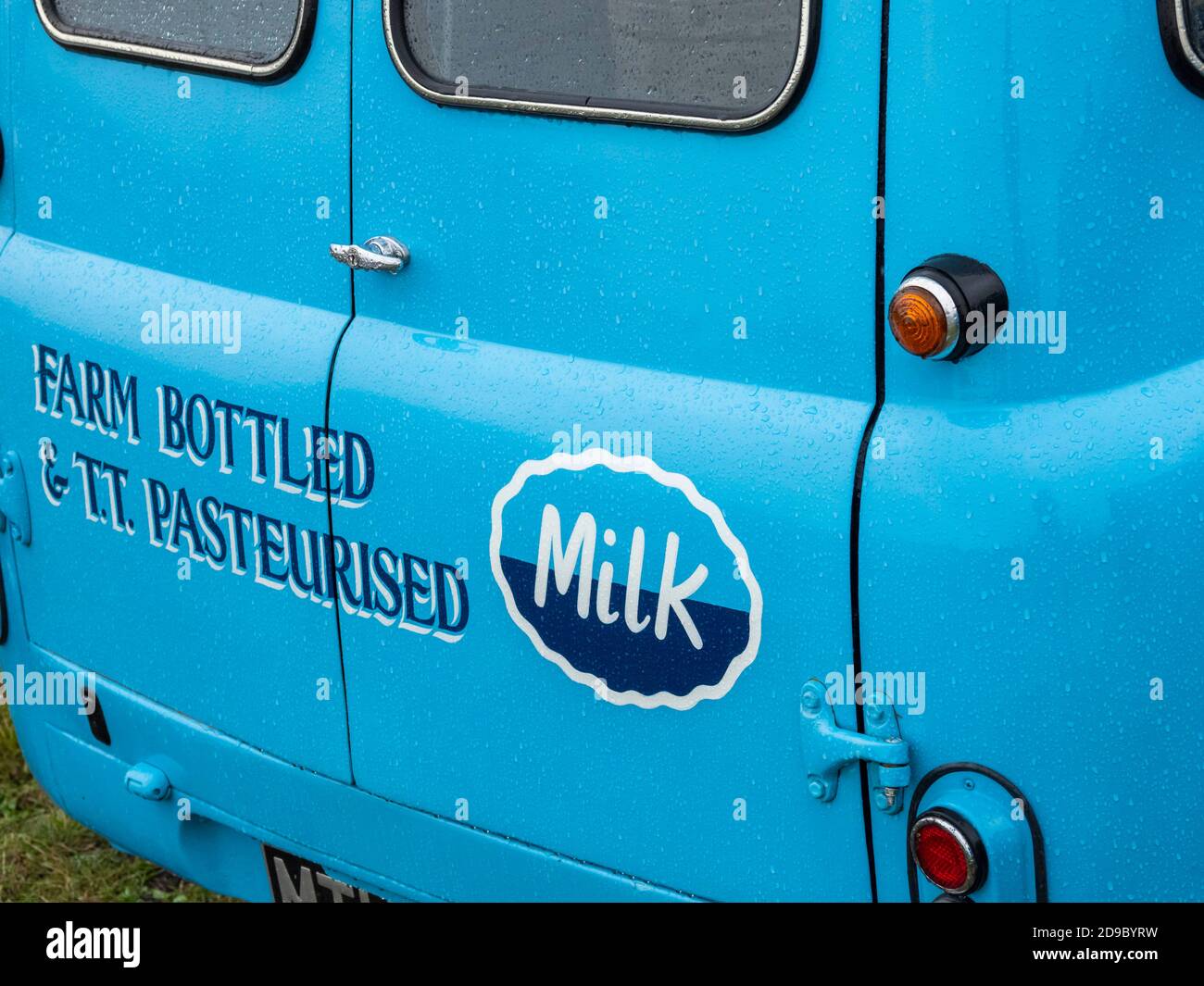 Two Classic Bedford CA light commercial vehicles used for milk delivery at a rally at Tanfield Railway, near Stanley, County Durham, UK Stock Photo