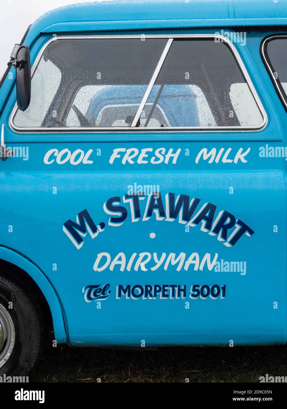 Two Classic Bedford CA light commercial vehicles used for milk delivery at a rally at Tanfield Railway, near Stanley, County Durham, UK Stock Photo