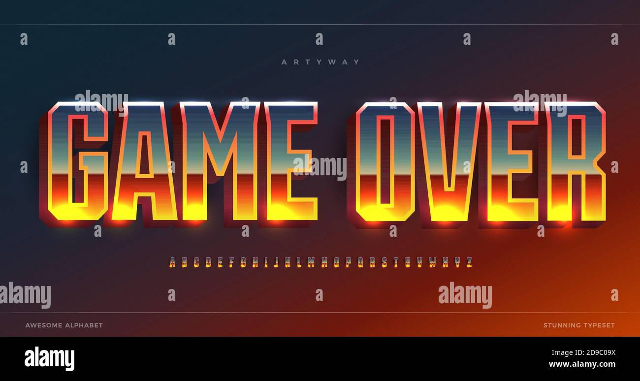 Awesome glowing gradient alphabet. Condensed stunning font, minimalist monumental type for bet game logo, gambling shining text. Minimal style tall Stock Vector