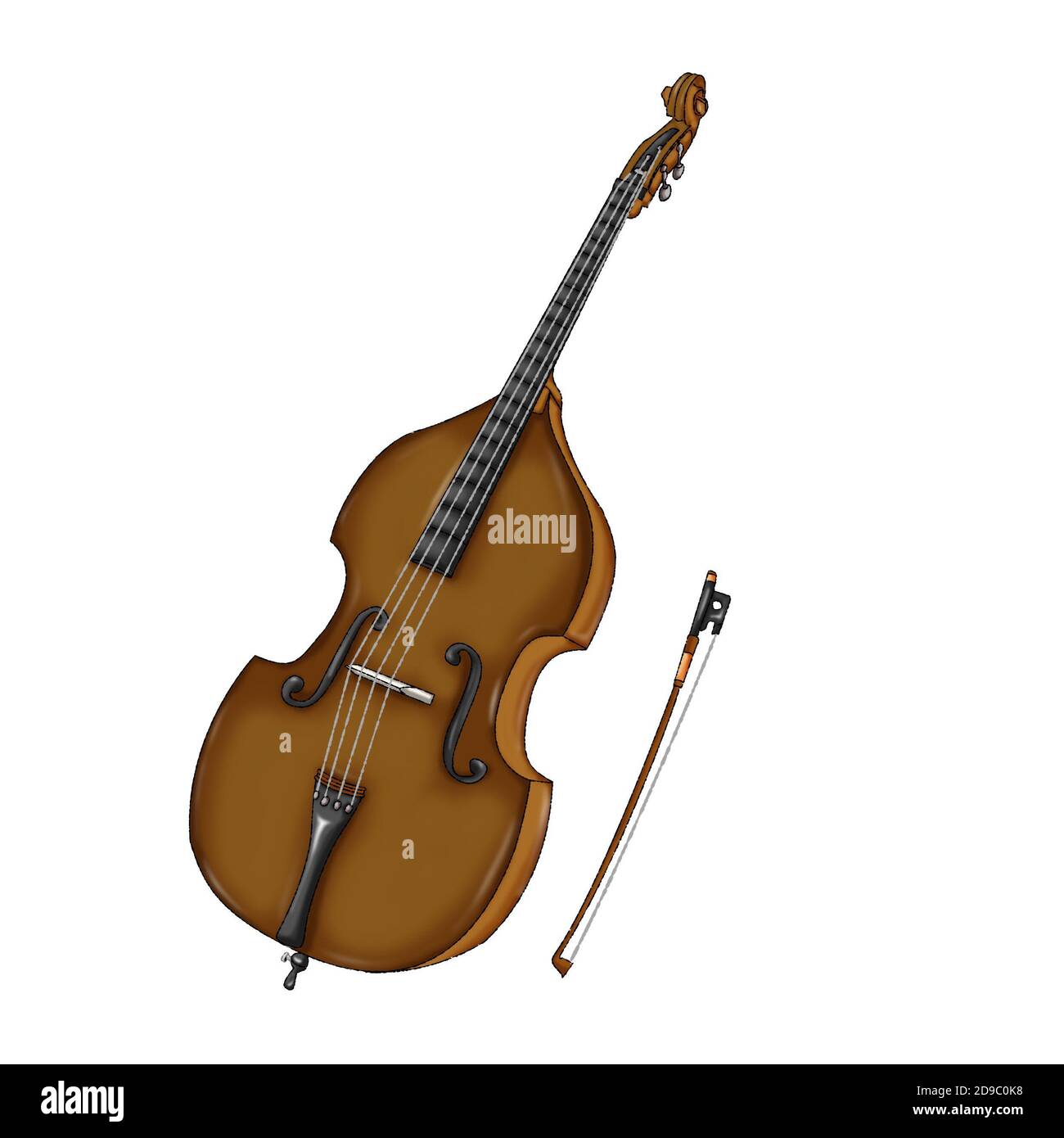 Contrabass is a musical instrument. Illustration on white background.. Stock Photo