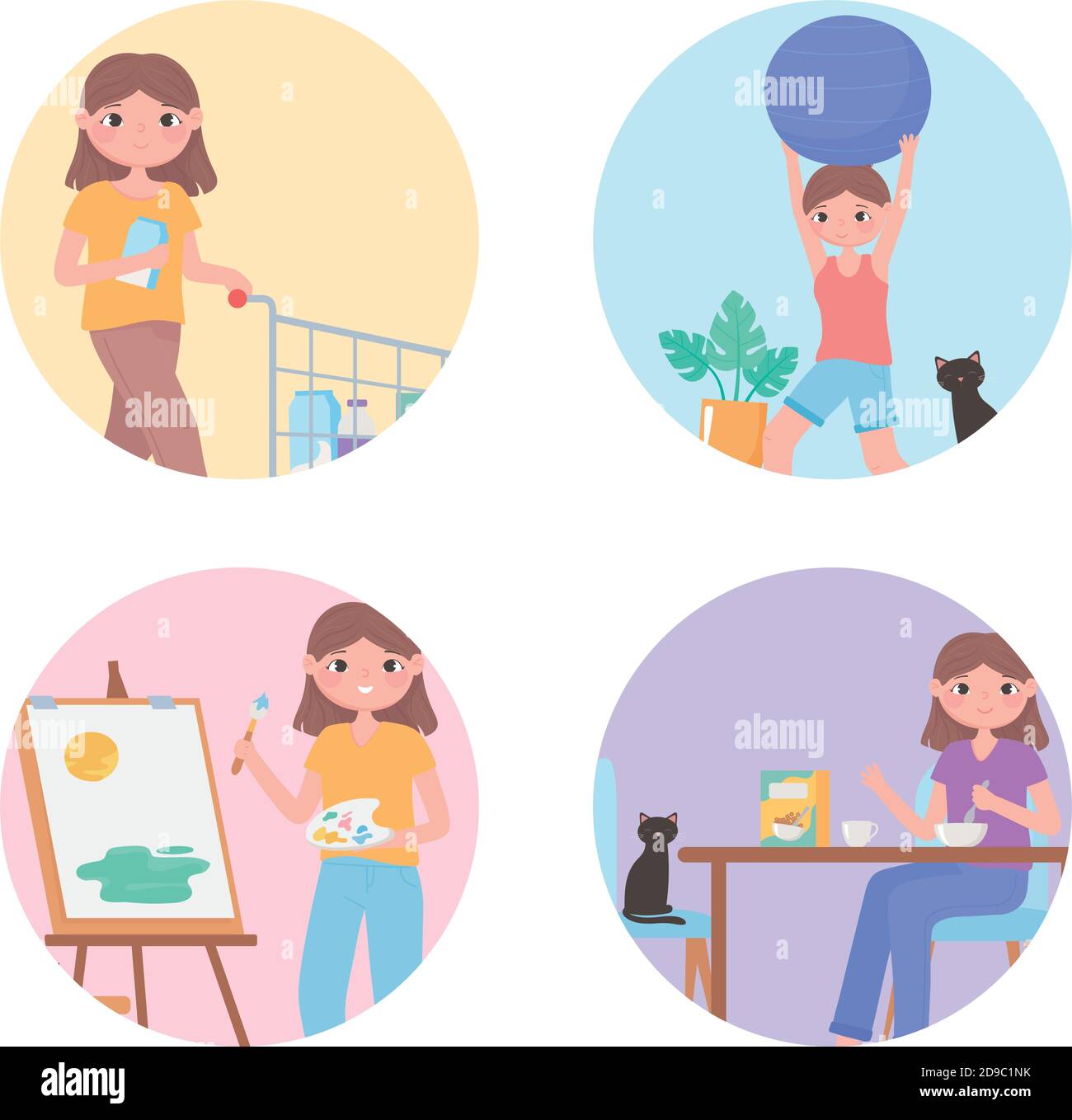 daily life routine, wake up, brush teeth, take bath and more vector