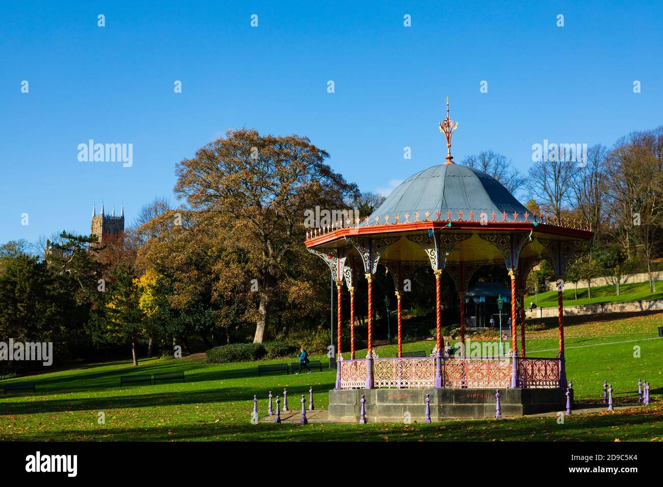 The colourful bandstand in The Arboretum Lincoln, Lincolnshire, England, United Kingdom. Stock Photo