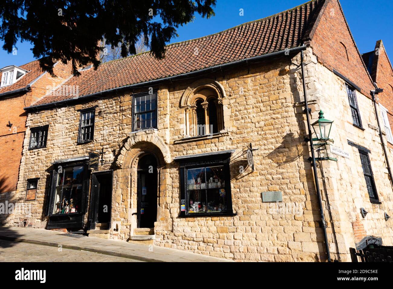 The Norman House, Aaron the Jews House, Steep Hill, Lincoln, Lincolnshire, England, United Kingdom. Stock Photo