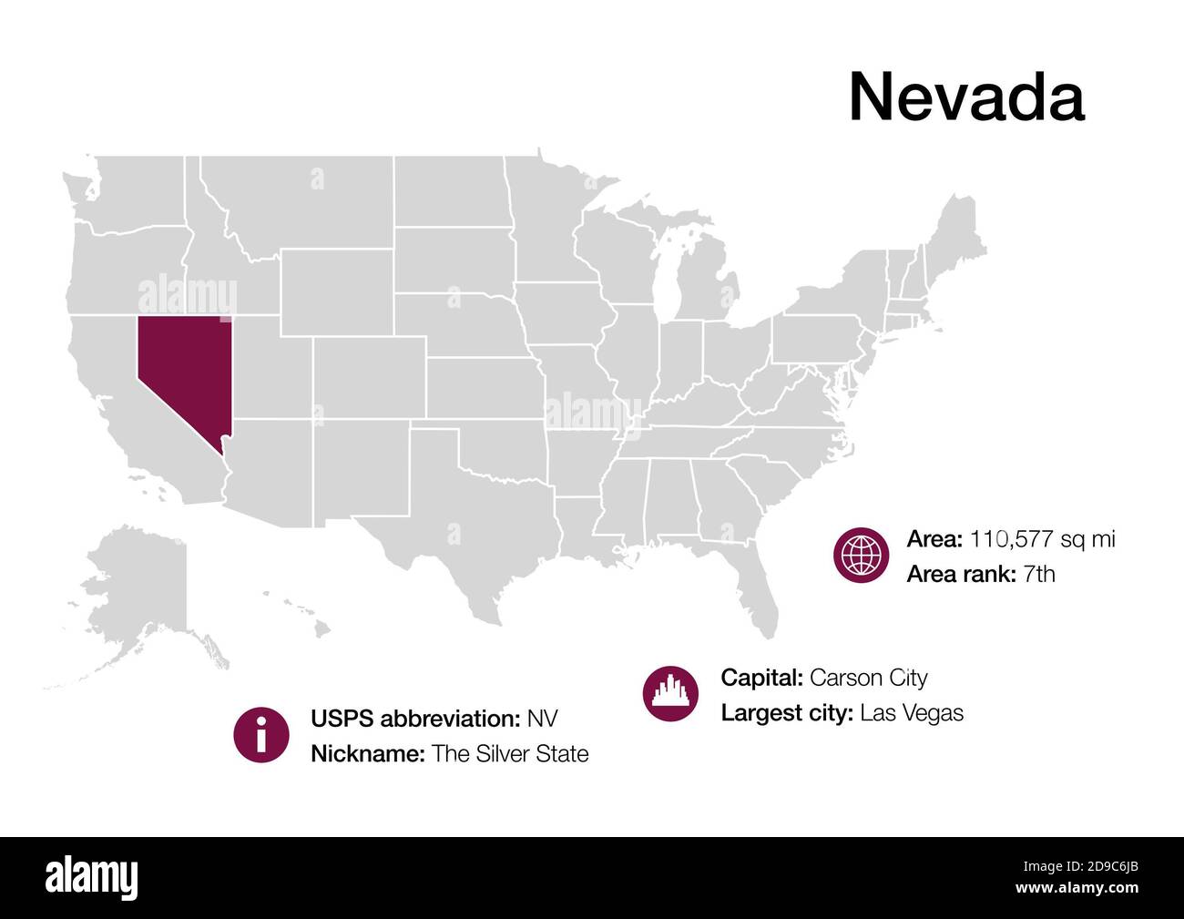 Political Map Of Nevada Cut Out Stock Images Pictures Alamy Map Of State With Political Demographic Information And Biggest Cities 2D9C6JB