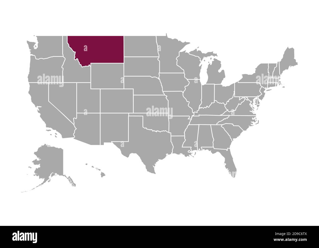 Map of Montana compared to the other United States of America Stock Photo - Alamy