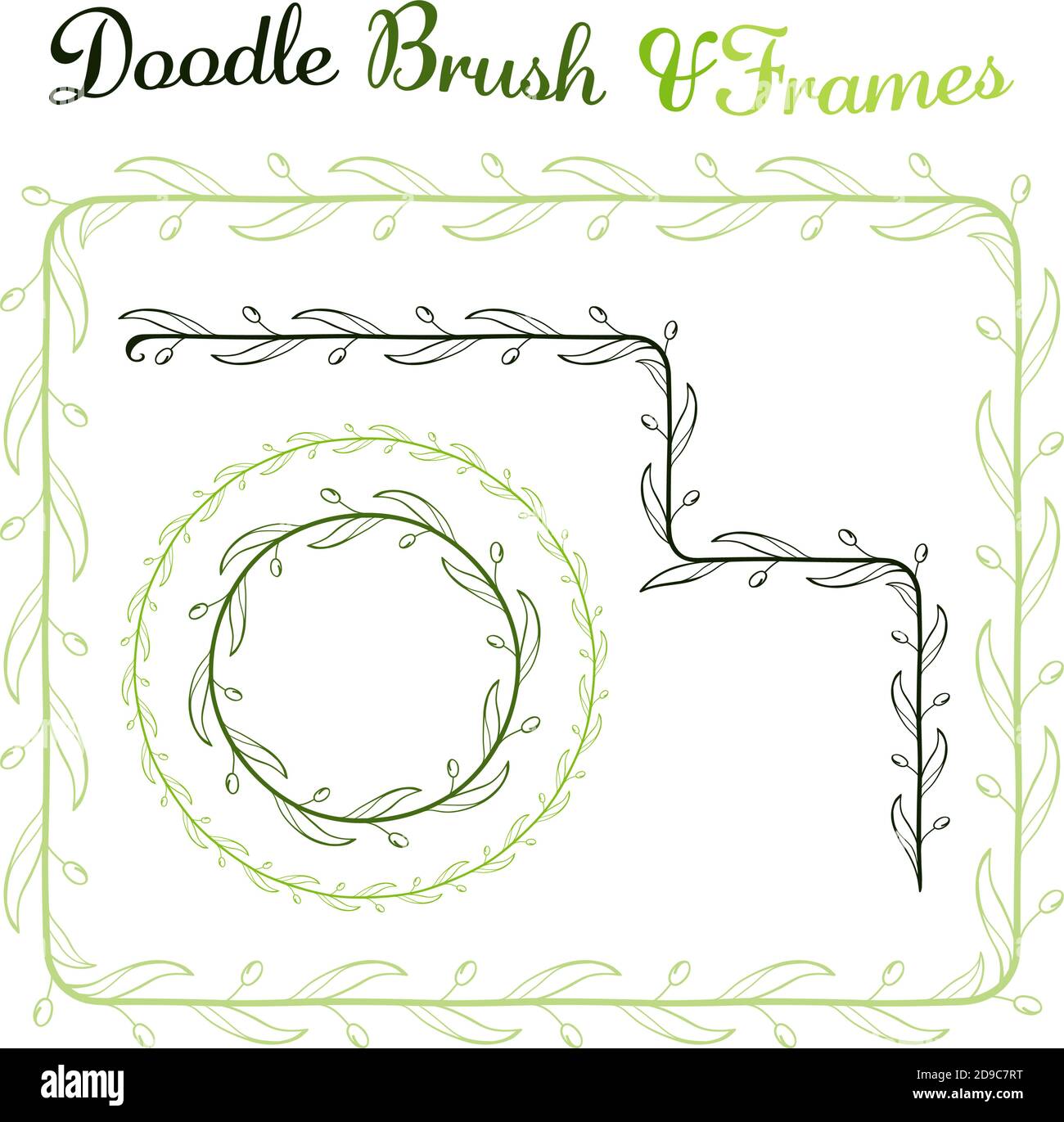 Vector round and square frames and hand drawn brush for them. Vector ...