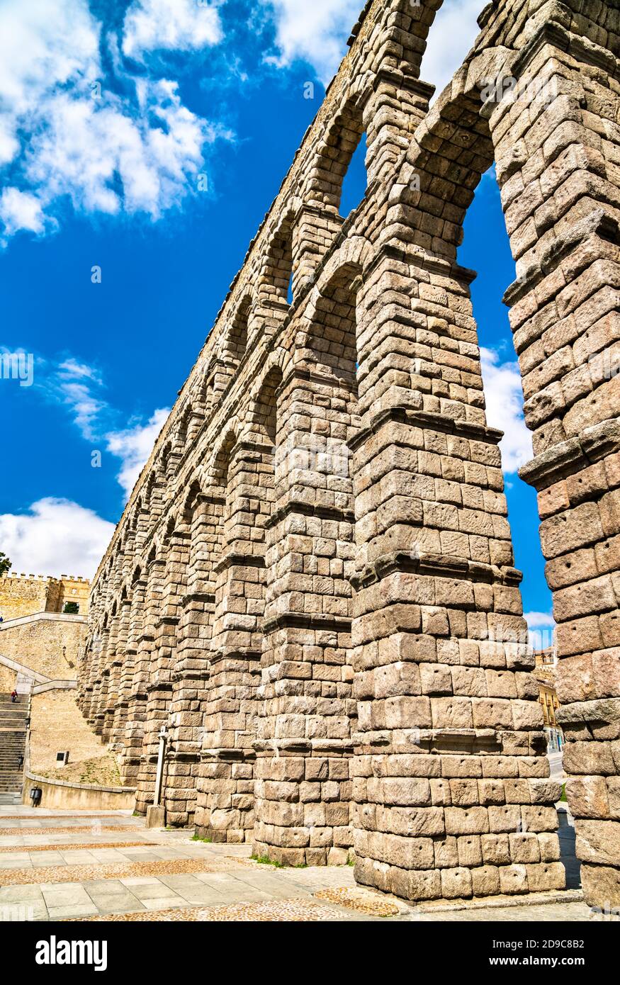 Ancient roman aqueduct in Segovia, Spain Stock Photo