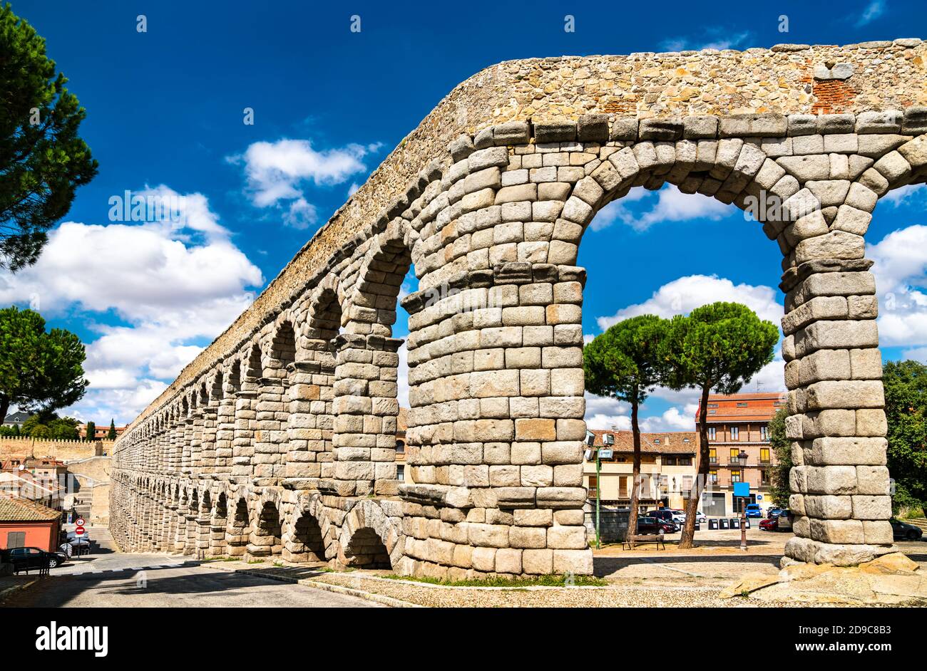 Ancient roman aqueduct in Segovia, Spain Stock Photo