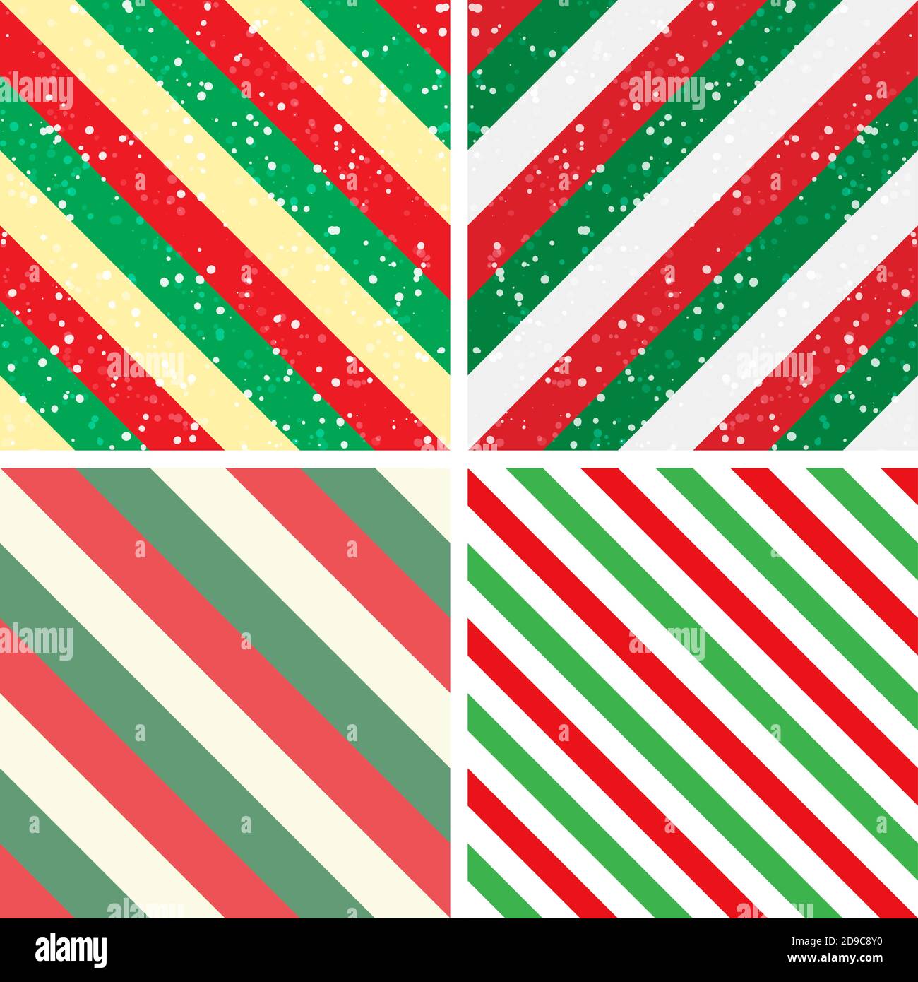 Wrapping paper seamless pattern set. Christmas stripes backgrounds