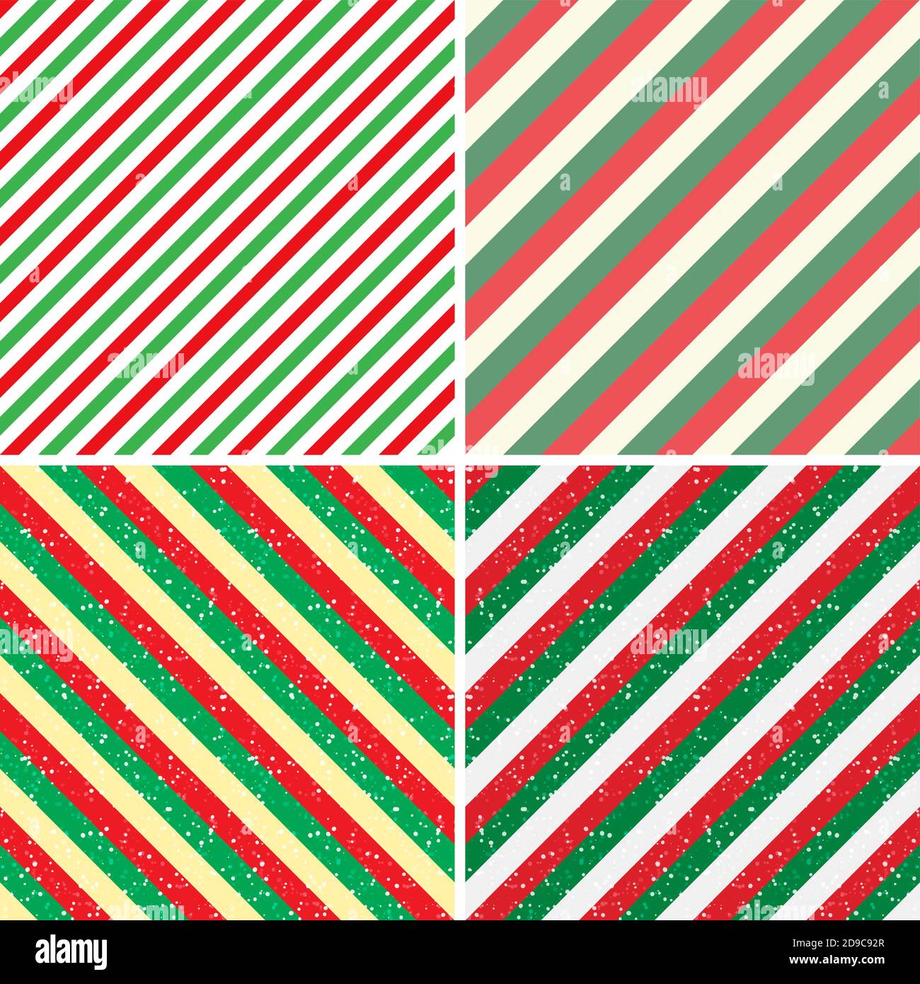Christmas stripes backgrounds set. Vector collection of striped wallpaper. Seamless patterns with wrapping paper. Eps 10 xmas holiday backdrop illustr Stock Vector