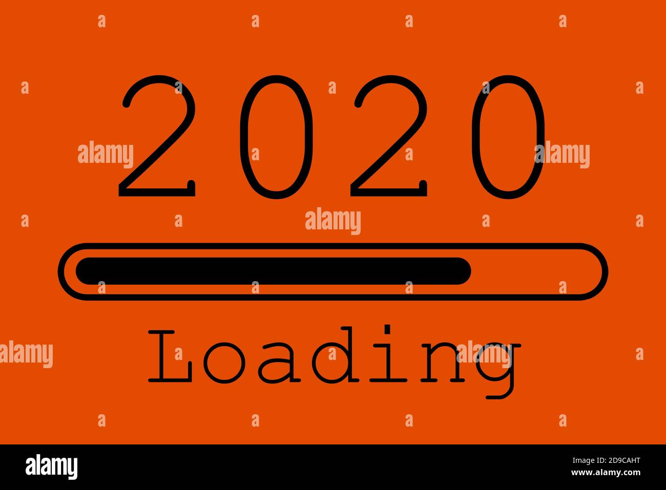 2020 with loading icon. Progress bar almost reaching new year's eve ...