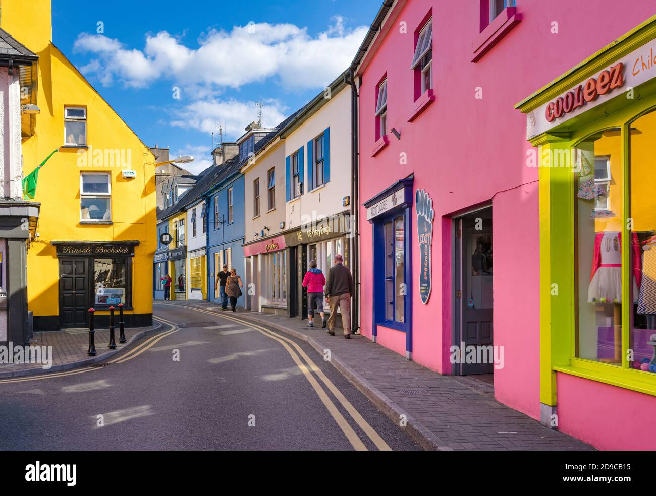 Street view of the touristy Irish town of Kinsale with its