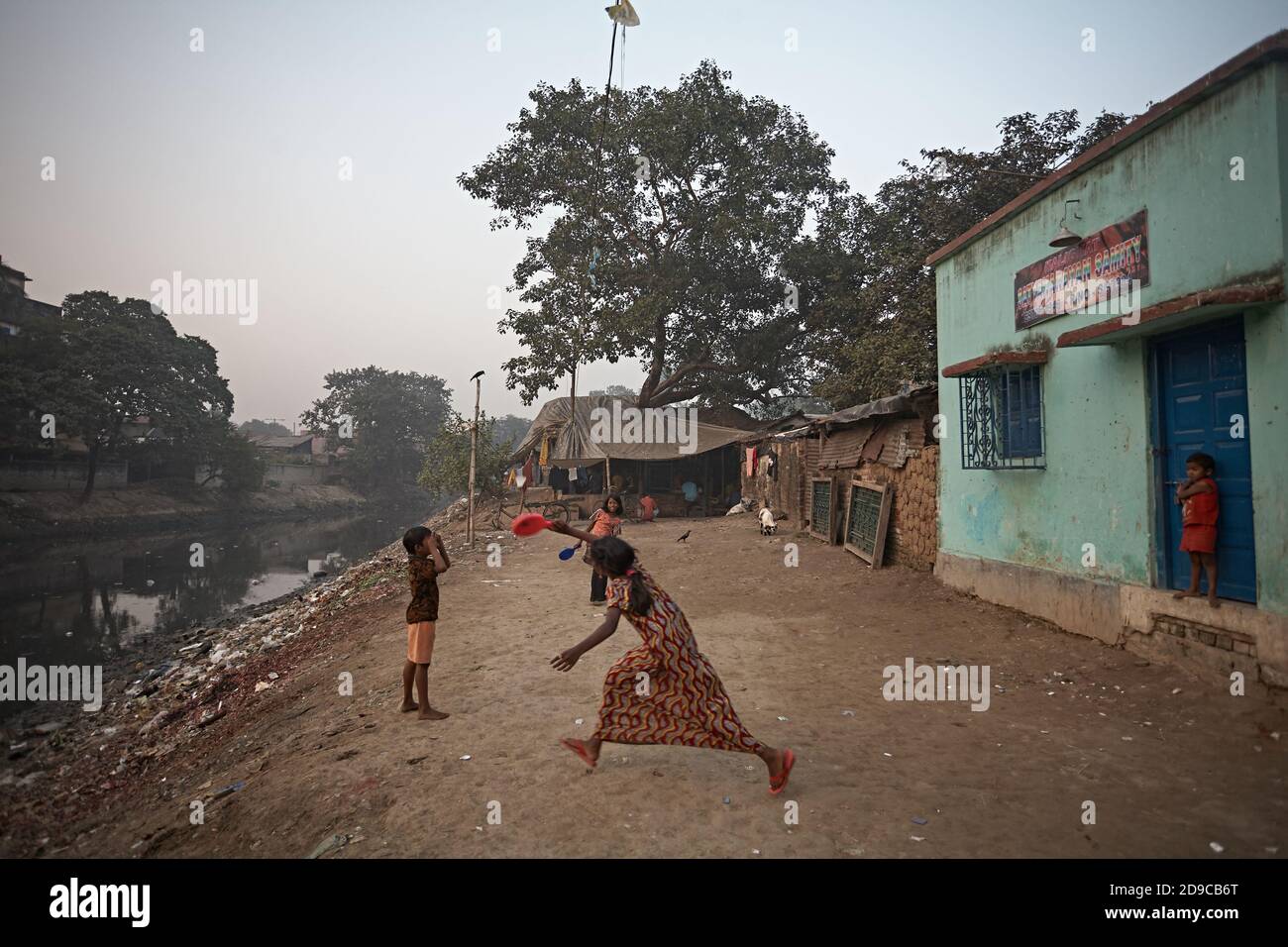 Indian cities are full of slums where the poorest people live in very poor health and hygiene conditions. Stock Photo