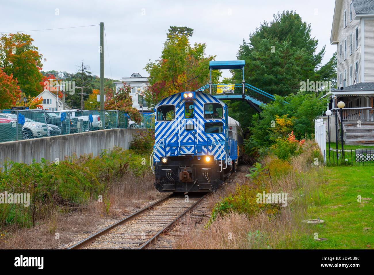 Winnipesaukee Scenic Railroad EMD SW1001 diesel 1590 at Weirs Beach station, City of