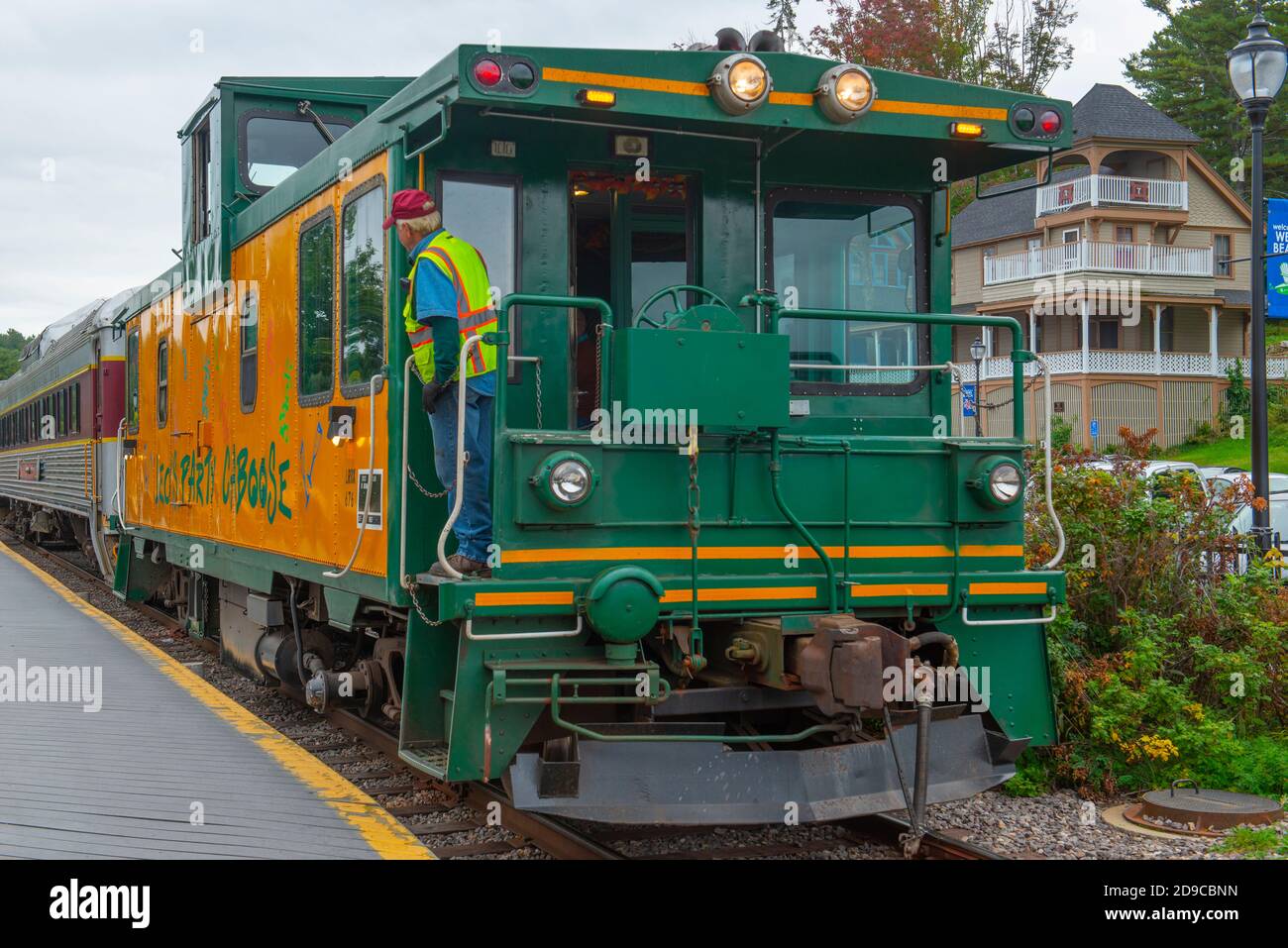 Winnipesaukee Scenic Railroad Caboose at Weirs Beach station, City of