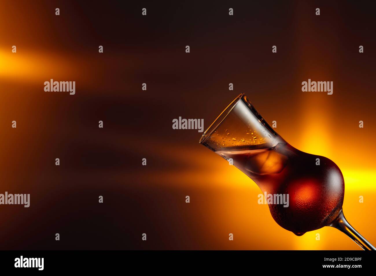 Steamed glass with a strong alcoholic drink. Copy space Stock Photo Alamy