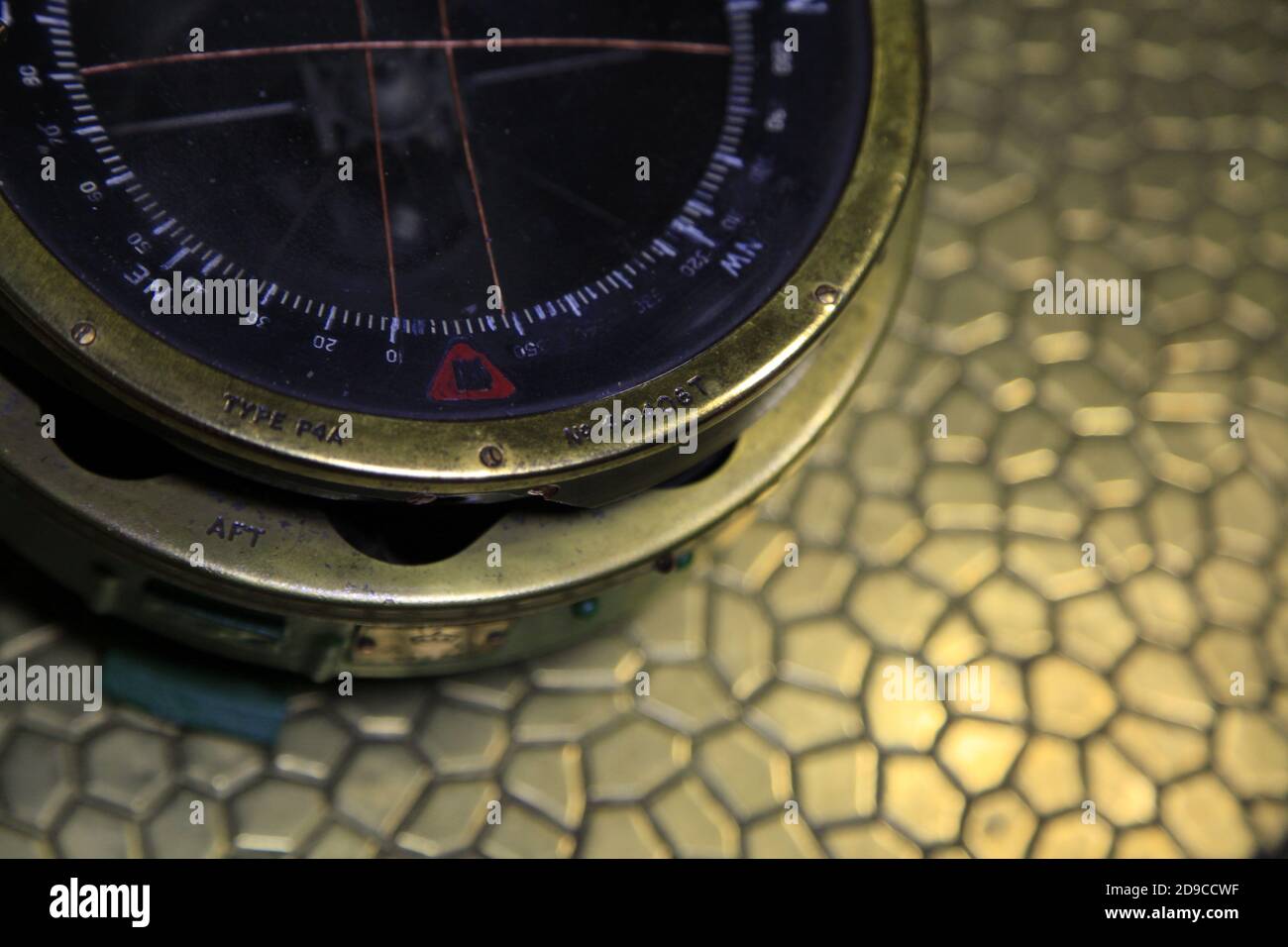 RAF P4A aircraft compass from the wartime. Used in Lancaster, Wellington, Sterling and other big bombers. Stock Photo