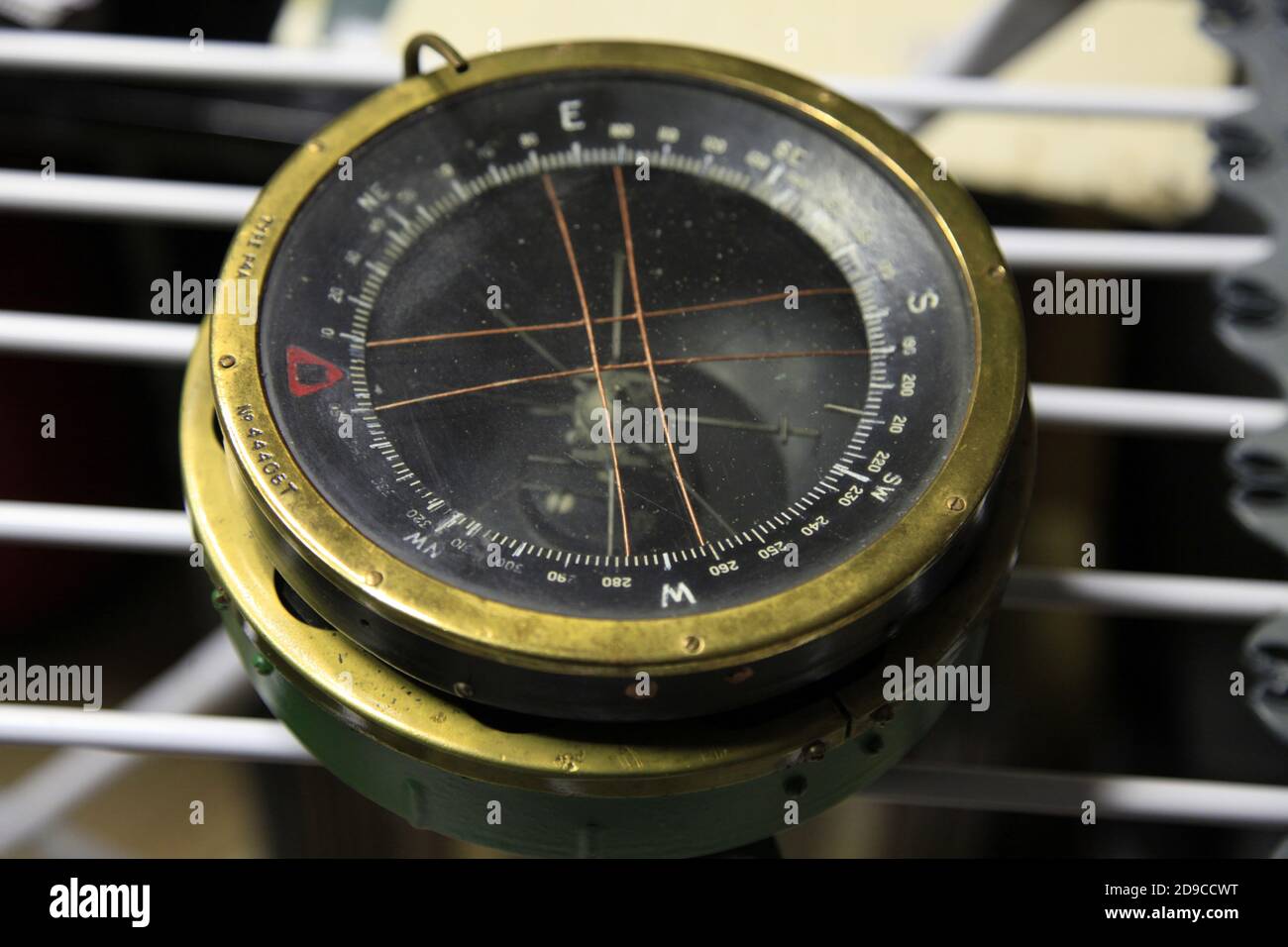 RAF P4A aircraft compass from the wartime. Used in Lancaster, Wellington, Sterling and other big bombers. Stock Photo