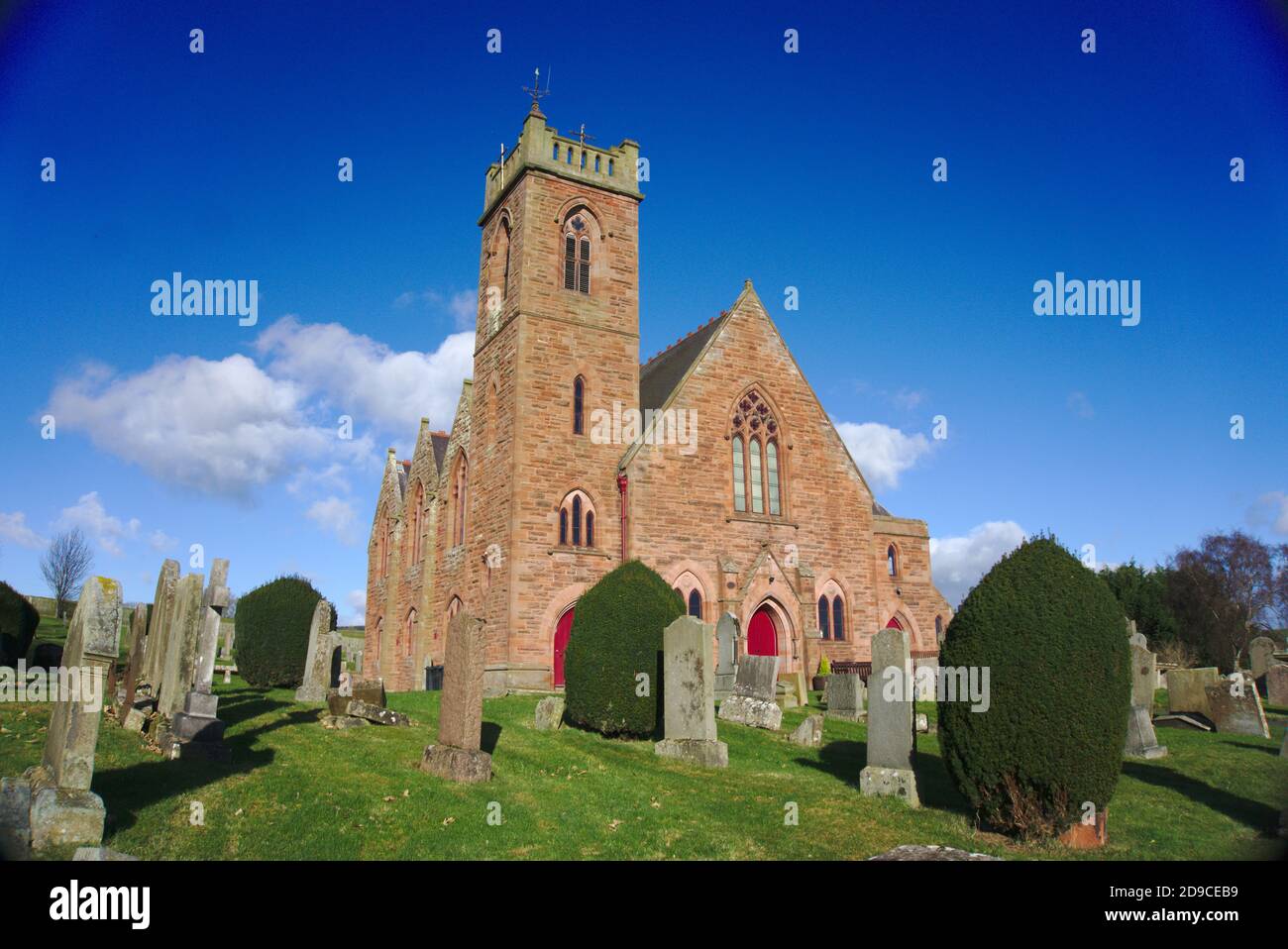 Earlston Parish Church and graveyard, Berwickshire, Scottish Borders, Scotland, UK. Stock Photo