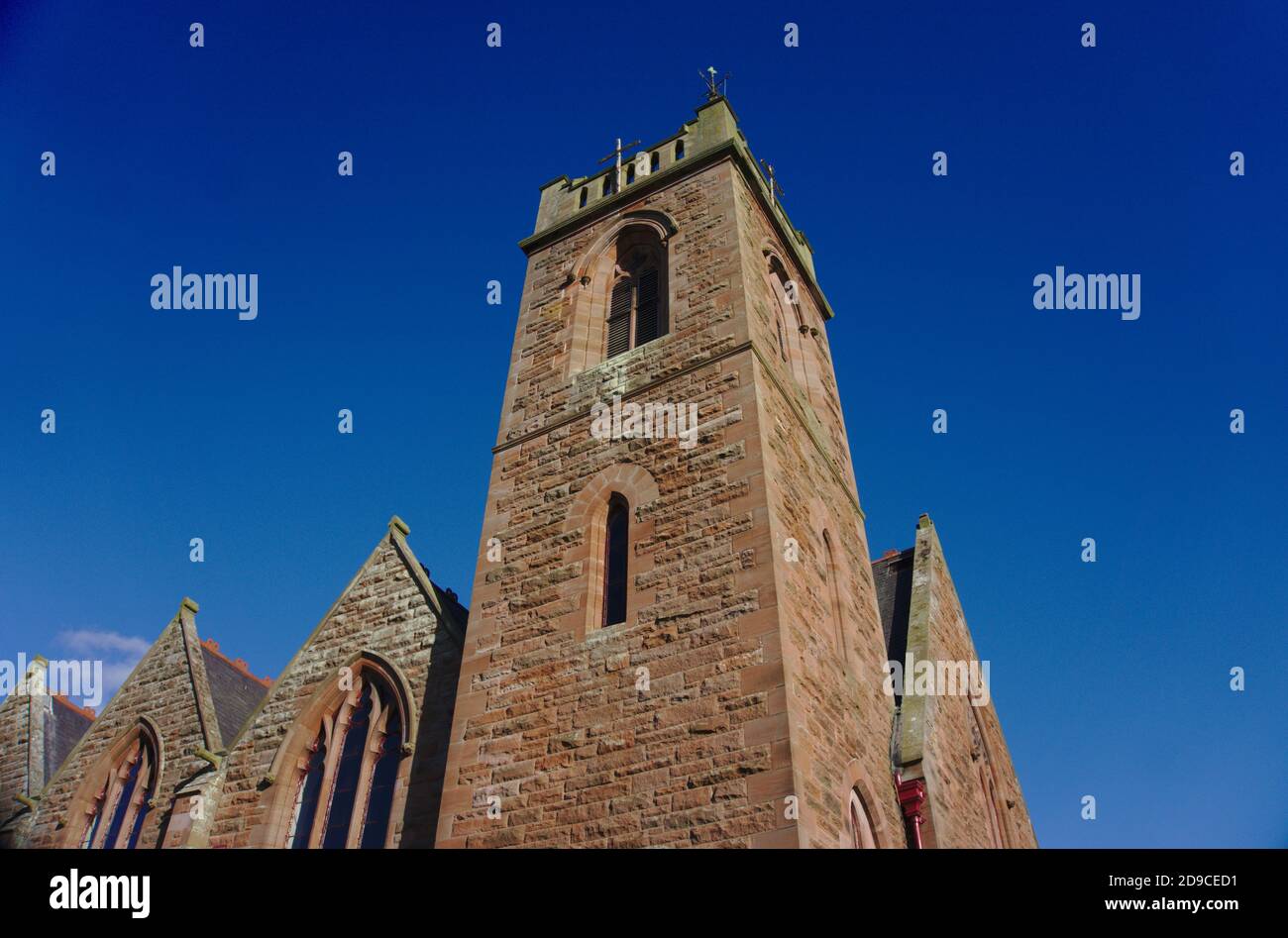 Upper part of Earlston Parish Church, Berwickshire, Scottish Borders, Scotland, UK. Stock Photo