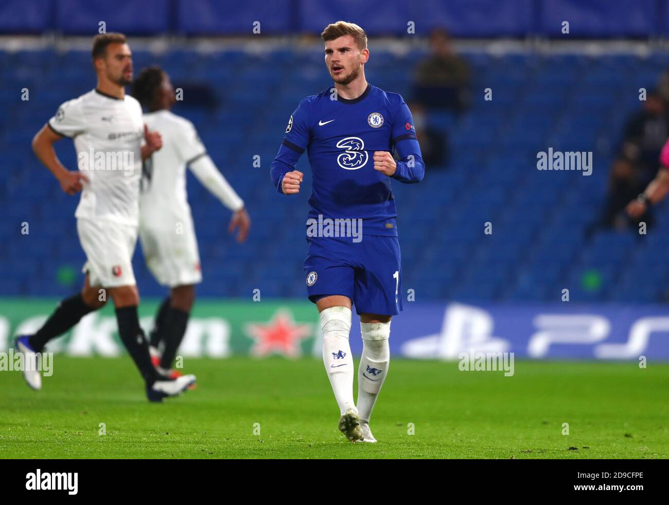 Chelsea S Timo Werner Celebrates Scoring His Side S First Goal Of The Game During The Uefa Champions League Group E Match At Stamford Bridge London Stock Photo Alamy