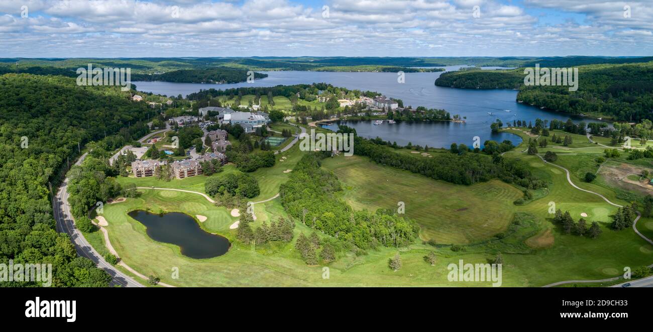 An aerial view of Deerhurst Inn and Conference Centre near Huntsville, Ontario. Stock Photo