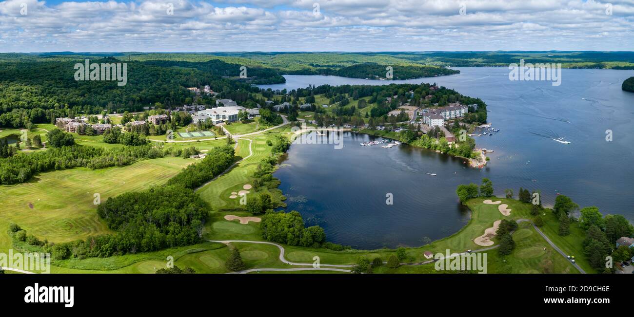An aerial view of Deerhurst Inn and Conference Centre near Huntsville, Ontario. Stock Photo