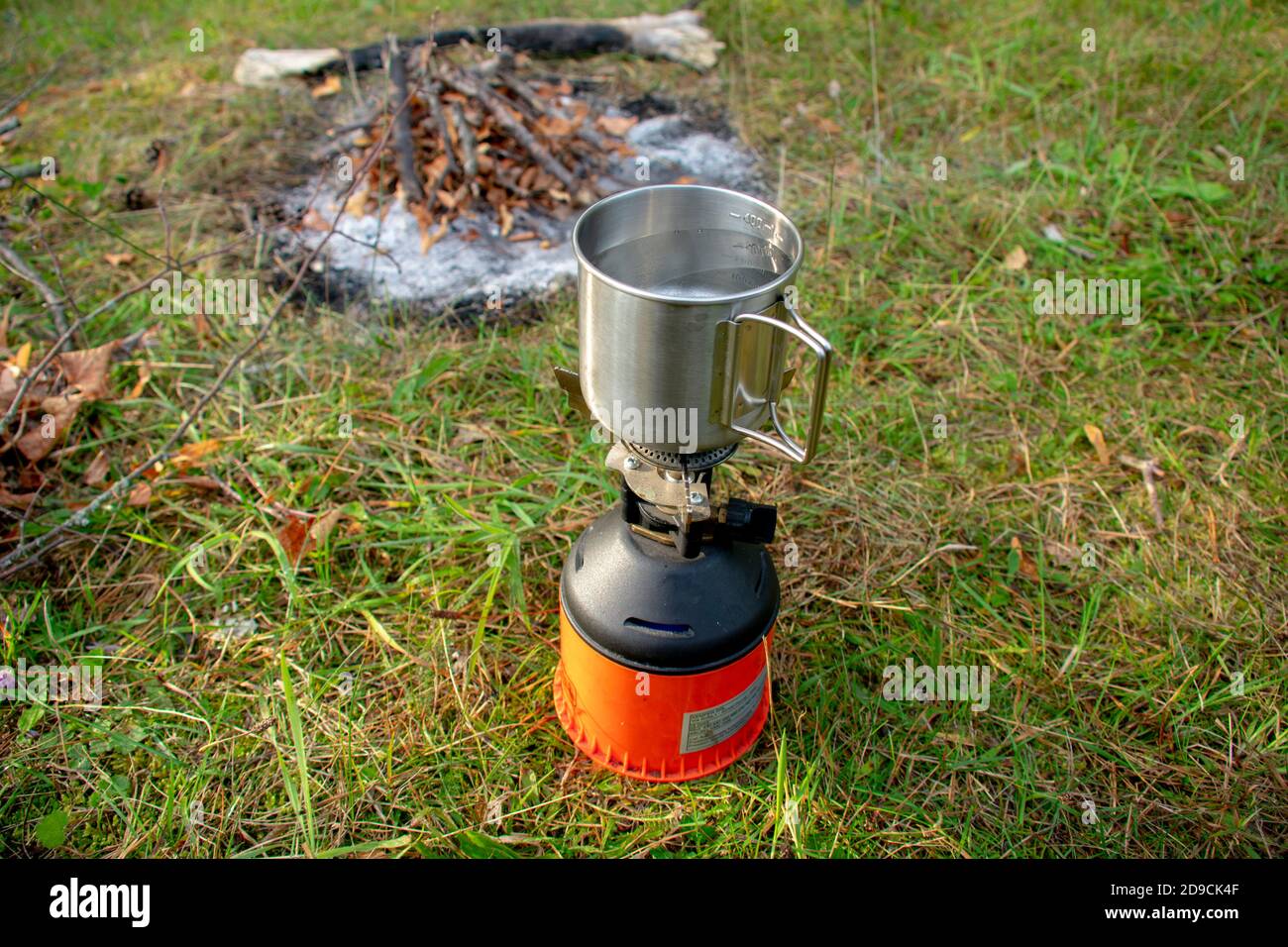 Camping gas fire Stock Photo - Alamy