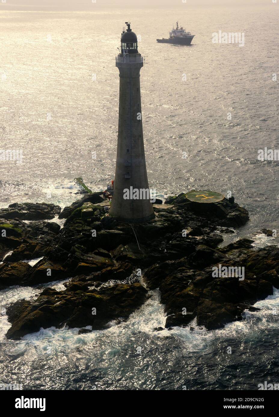 Skerryvore Lighthouse from the air (12 miles SW of Tiree), Scotland Stock Photo