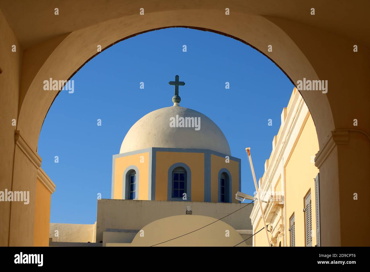 Catholic Church of Saint John the Baptist, Fira, Santorini Stock Photo