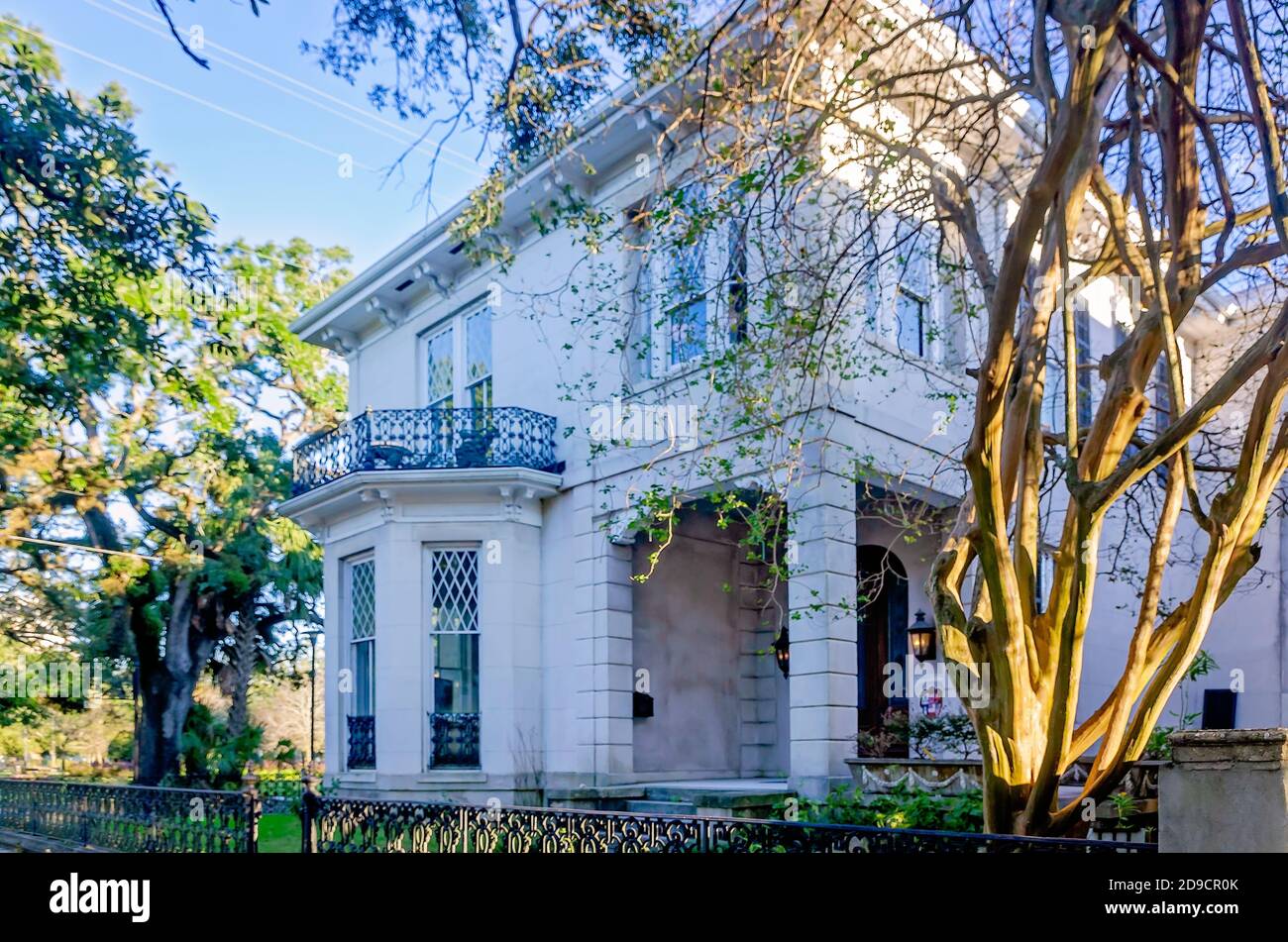 A historic home in the Church Street East Historic District is pictured on Government Street, Oct. 31, 2020, in Mobile, Alabama. Stock Photo