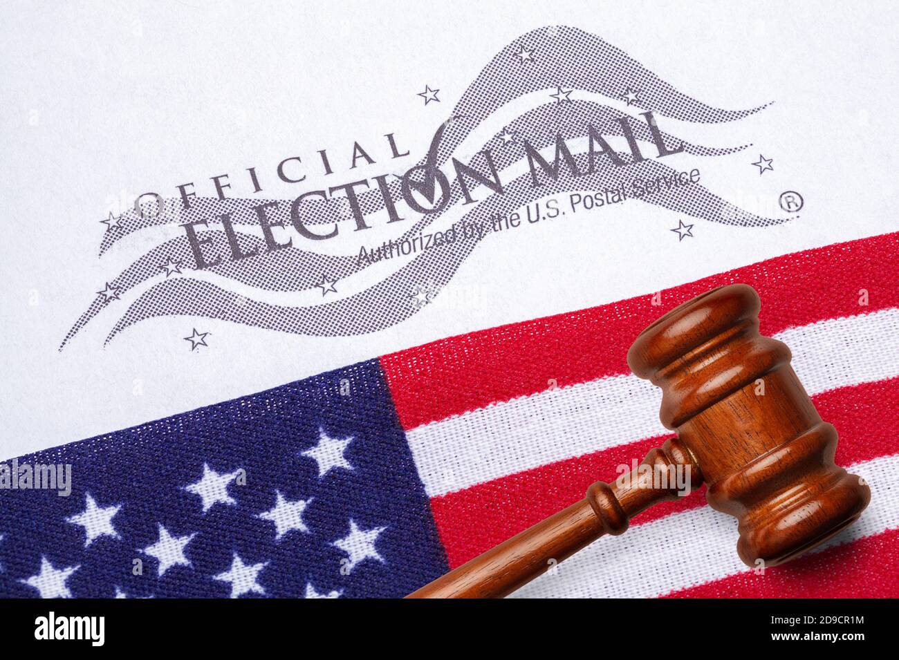 Ballot for Presidential Ellection with Judges Gavel and American Flag. Stock Photo