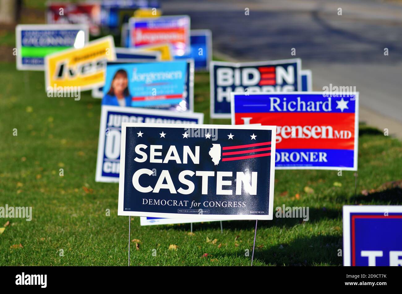 Bartlett, Illinois, USA. An array of candidate campaign posters outside
