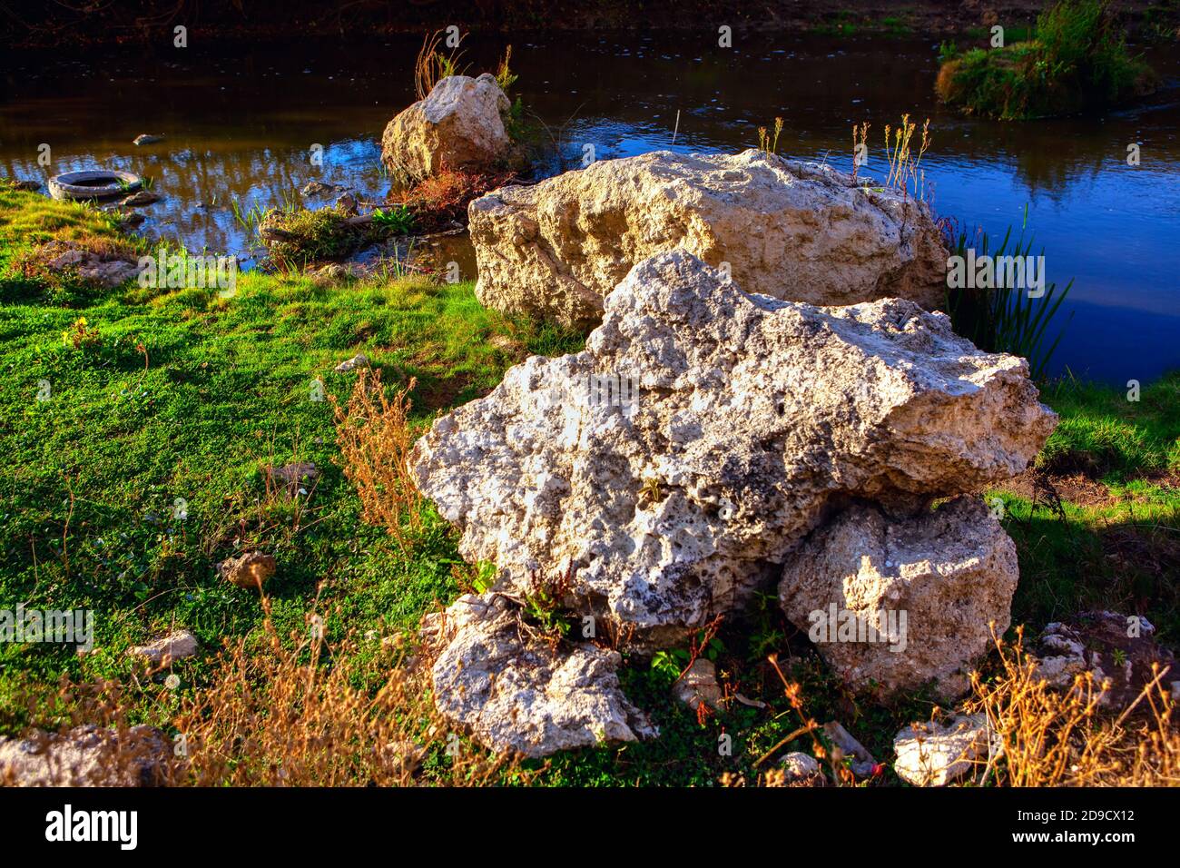 White rocks on the shore . Big stones on the riverside Stock Photo - Alamy