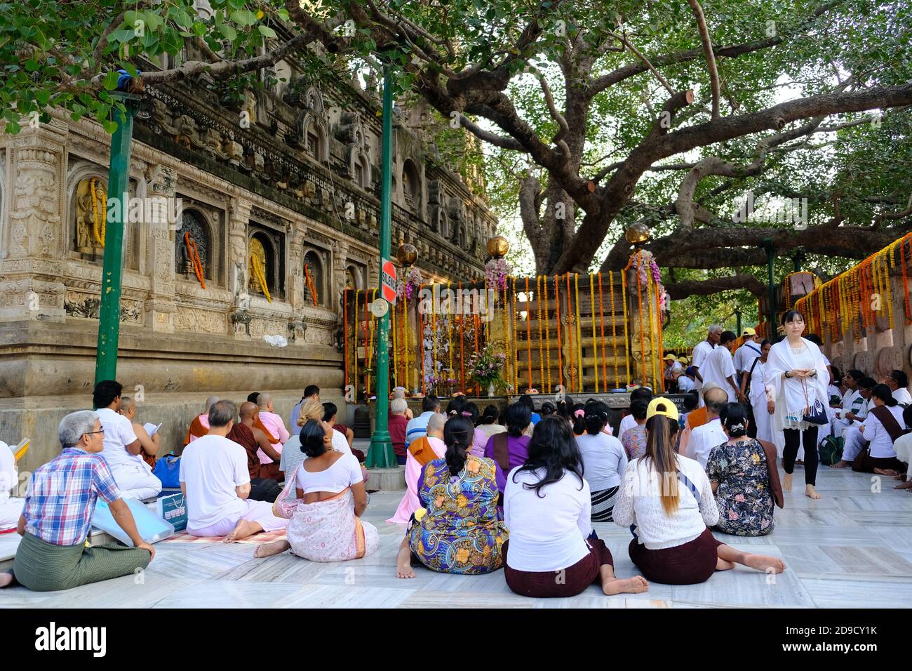 India Bodh Gaya - Mahabodhi Temple Complex sacred Bodhi tree Bodh gaya Bihar Stock Photo