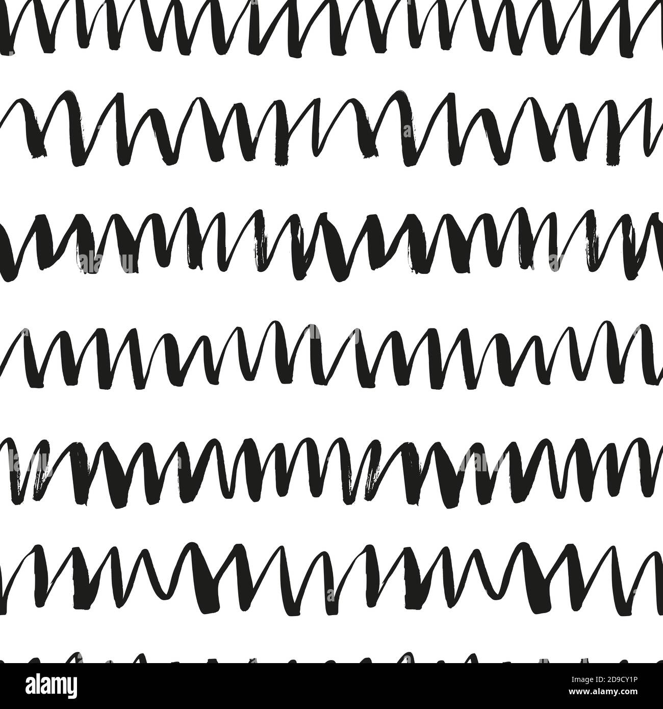 Seamless black and white zig zag vector pattern. Stock Vector