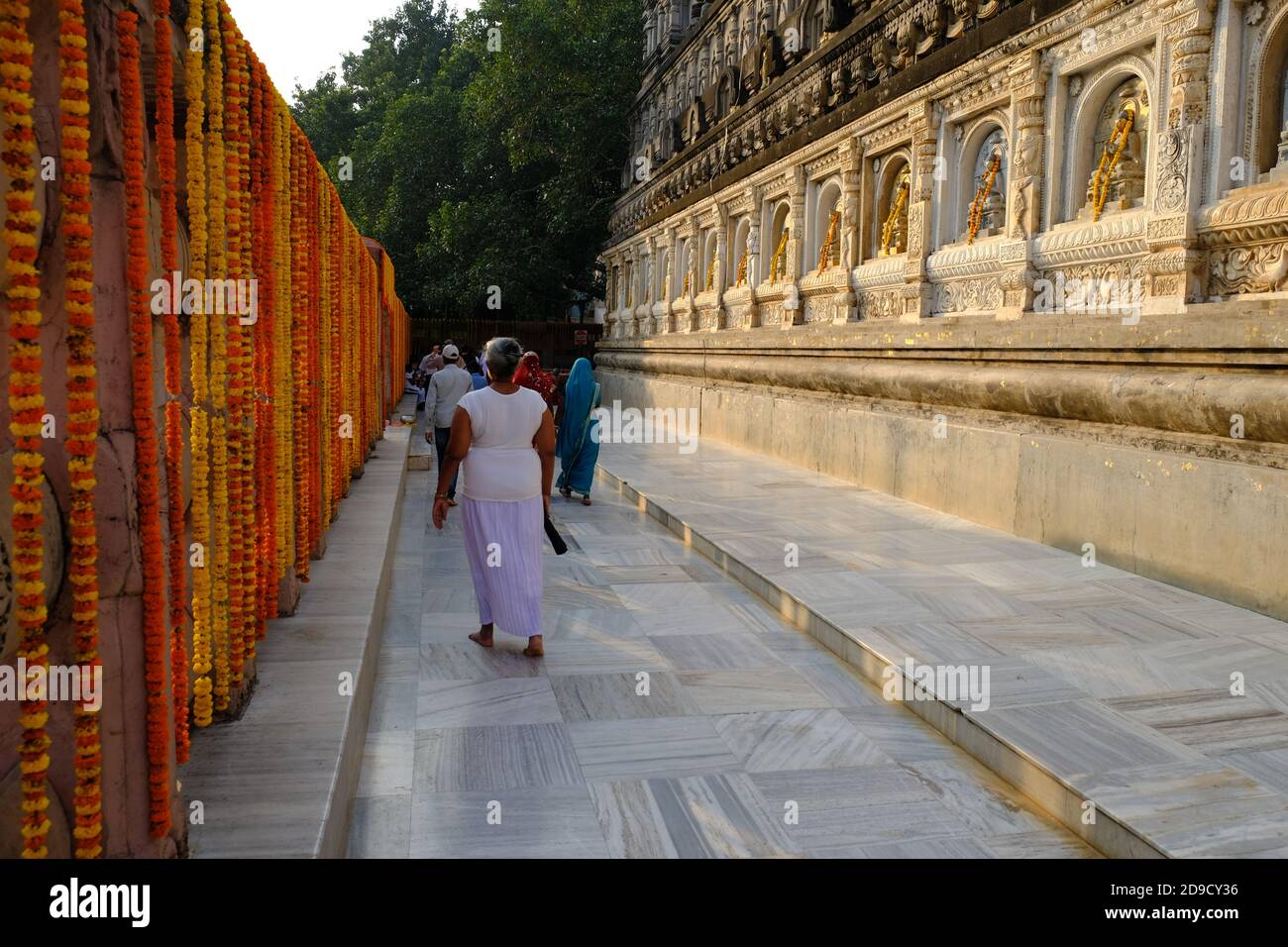 India Bodh Gaya - Mahabodhi Temple Complex walking around path of the Main Temple Stock Photo