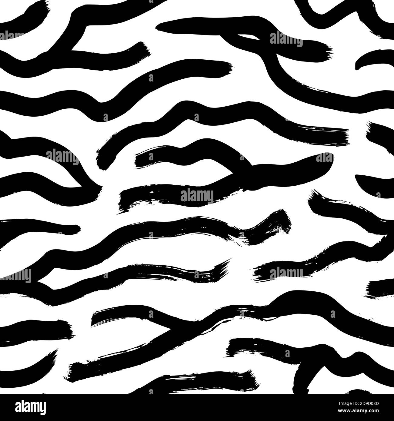 Hand drawn zebra stripes vector seamless pattern. Stock Vector