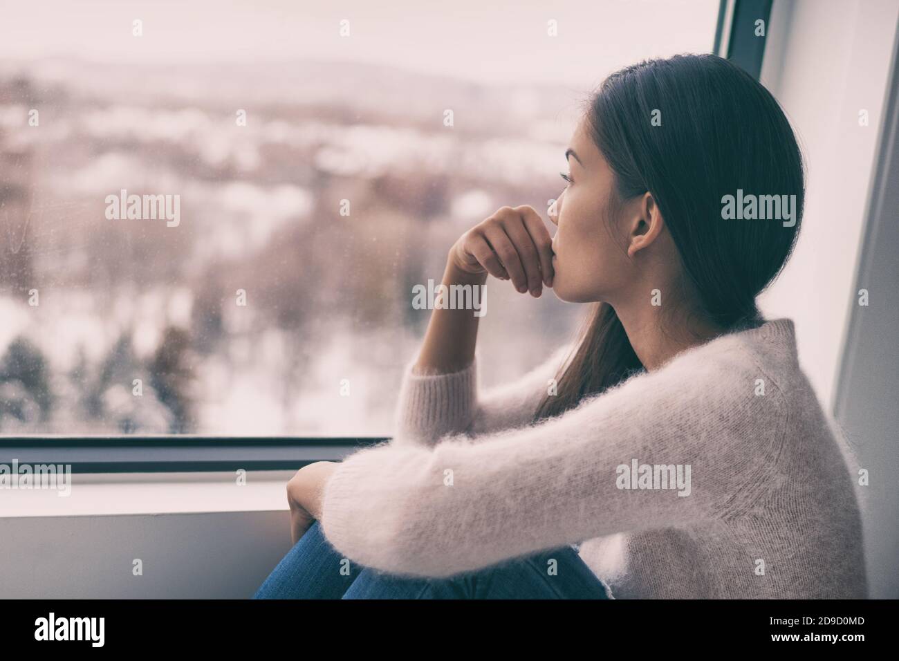 Winter depression seasonal affective disorder mental health woman sad