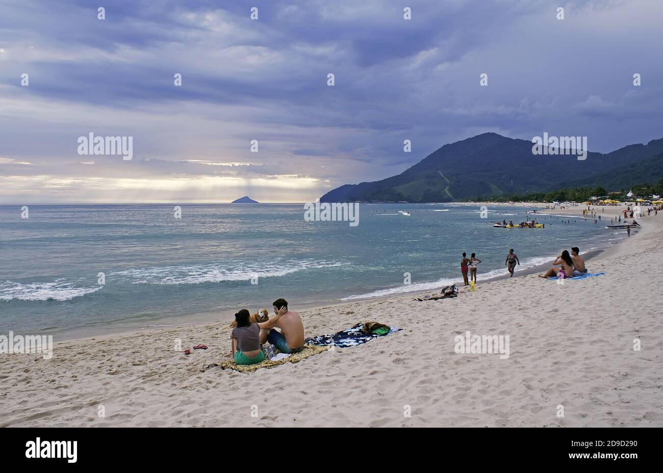 Panorama on a summer day from Maresias beach Brazil. Soft Focus background. Stock Photo