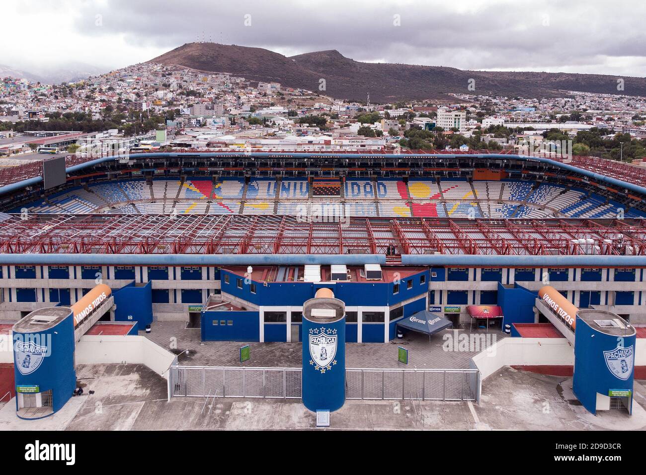 Aerial view of the Estadio Hidalgo, home of the Pachuca soccer team at Pachuca, Hidalgo, Mexico. Stock Photo