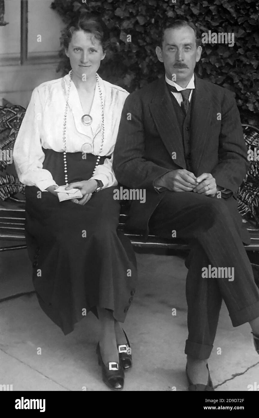 Charles Glover Barkla FRS (1877-1944), pictured with his wife, was a British physicist, and the winner of the Nobel Prize in Physics in 1917 for his work in X-ray spectroscopy and related areas in the study of X-rays. Stock Photo