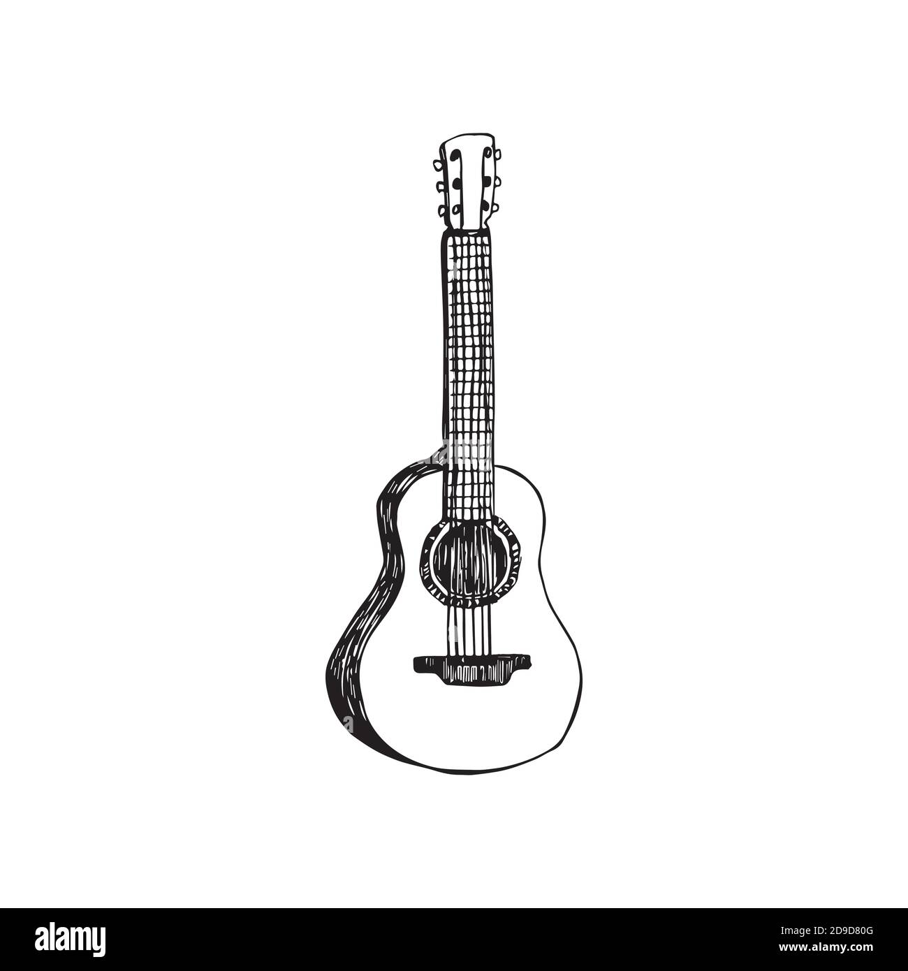 guitar. musical instrument. Line art. Freehand drawing. n. Tattoo