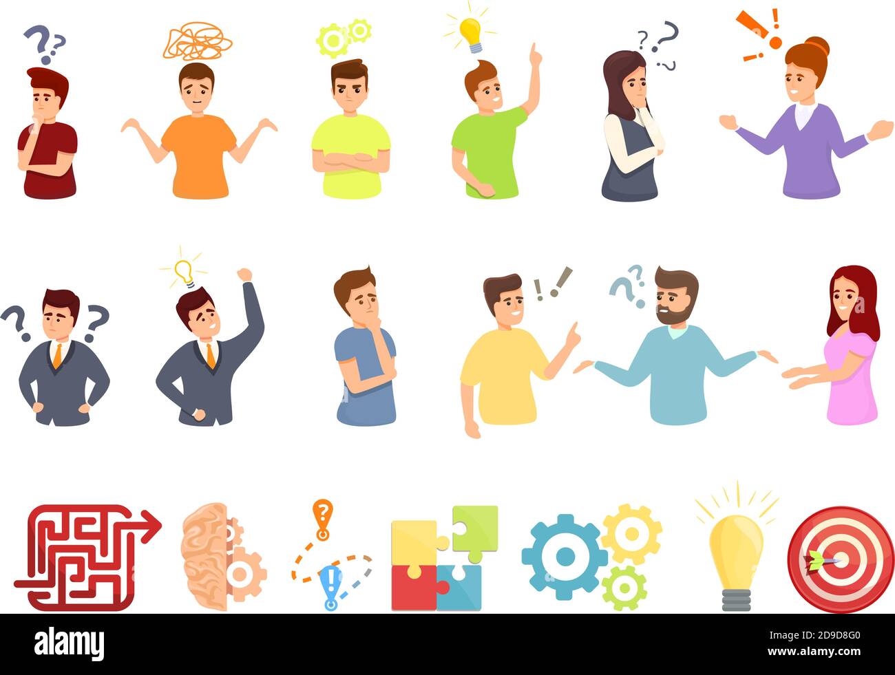 Problem solving icons set. Cartoon set of problem solving vector icons ...