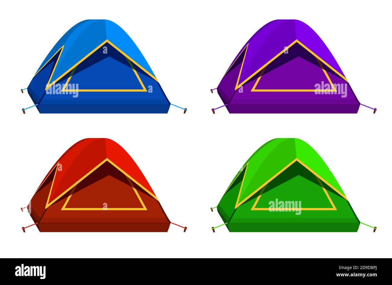 Set Bright colourful tourist tent icon. Isolated on white background ...